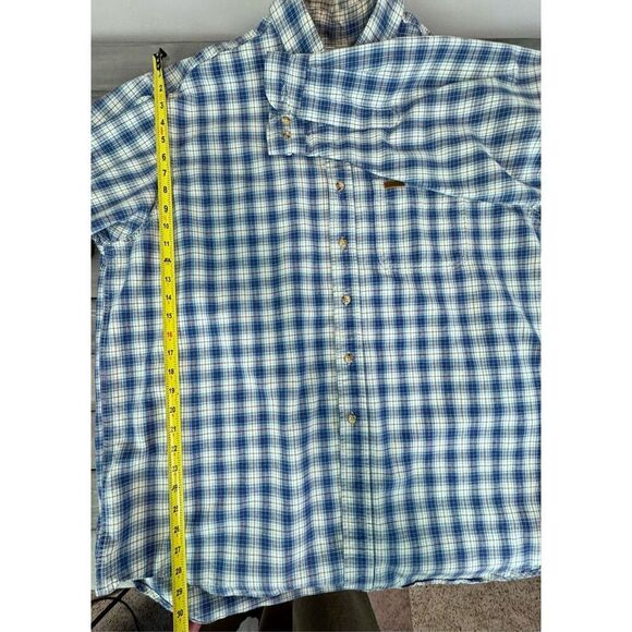Carhartt Men's Blue White Plaid Button 100% Cotton Down Shirt Size XL - Picture 7 of 8